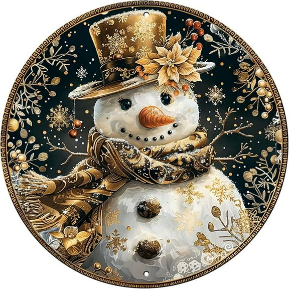 Snowman Sign Winter Welcome Farmhouse Christmas Metal Tin Sign for Outdoor Outside Porch Rustic Snowflakes Wreath Wall Decoration