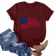 thumbnail image 1 of Fiudx Ofertas Flash Del Día Top de Manga Corta con Cuello Redondo Informal y Estampado Elegante Del Día de La Independencia para Mujer, 1 of 3