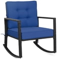 thumbnail image 5 of Patiojoy Outdoor Wicker Rocking Chair Glider Rattan Rocker Recliner with Navy Cushion, 5 of 7