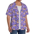 thumbnail image 4 of Gaeub Pugs and Flowers Men's Lapel Short Sleeve Shirt, Relaxed Fit Shirt, Soft and Breathable for Outdoors Party Travel - X-Large, 4 of 7