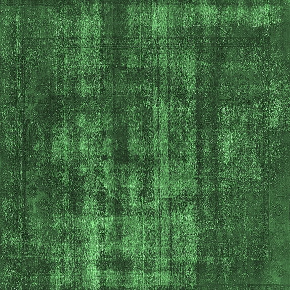 Ahgly Company Indoor Square Oriental Emerald Green Industrial Area Rugs, 8' Square