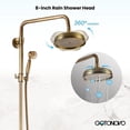 thumbnail image 3 of gotonovo Antique Brass Shower Faucet 8-inch Shower Head Fixture with Handheld Spray Double Lever Handle Bathtub Spout Triple Function Bathroom Wall Mount, 3 of 8