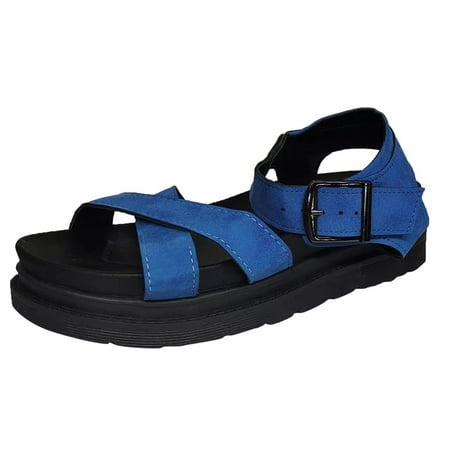 XDDST Plus Size Blue Women Sandals Dressy Ladies Shoes Fashion Platform Sandals Comfort Sole Bohemian Style Beach Sandals
