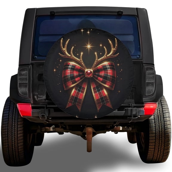 Lotusprinthandmade Festive Christmas Bow Spare Tire Cover Without Backup Camera Hole