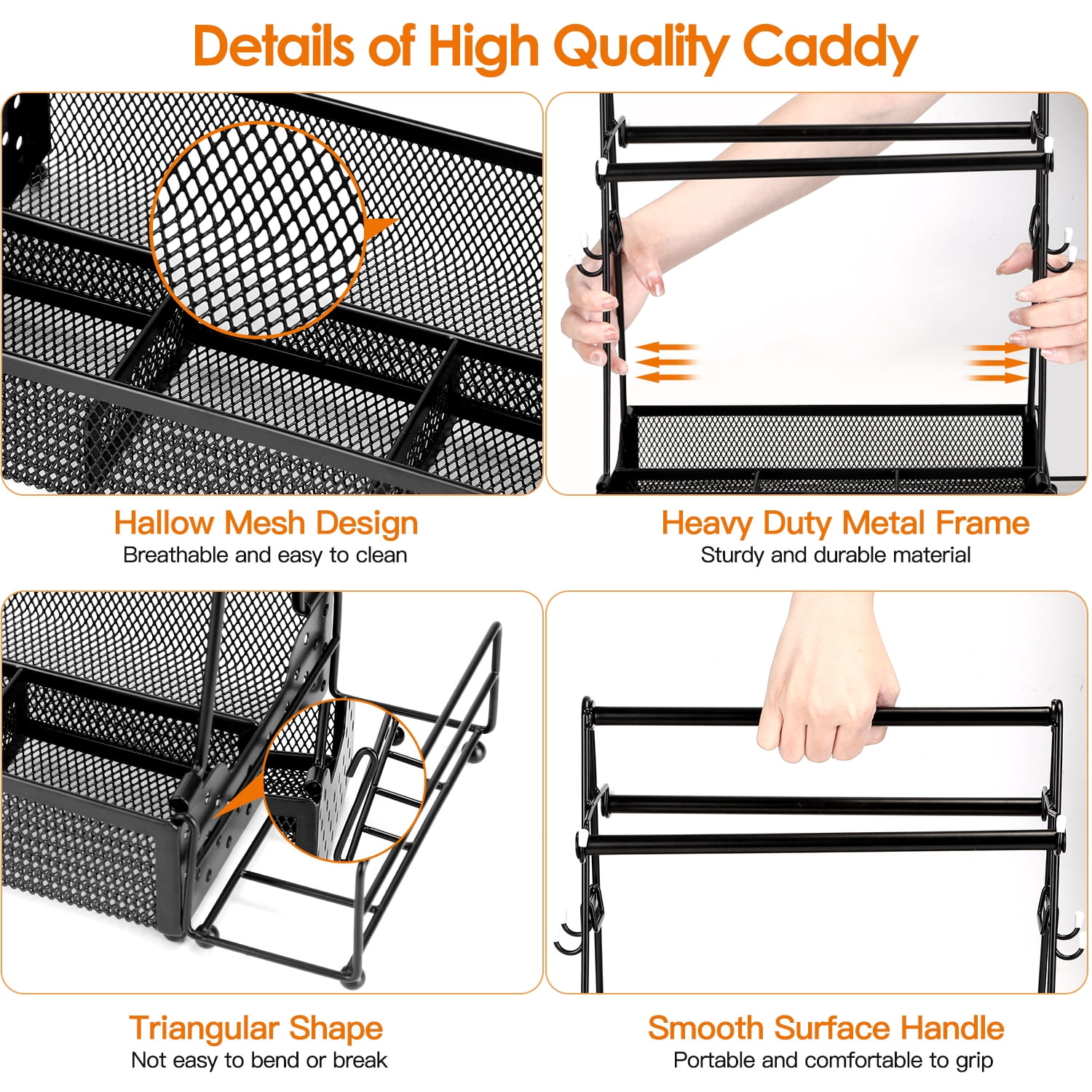 Moclever Utensil Caddy with Paper Holder, Rustproof Metal Grill Caddy for Outdoor Picnic Barbecue Camping, 14.76x6.69x14.96in