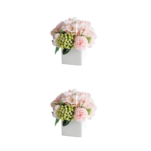 Florero de Cerámica Inteprter con Flores de Peonía Falsas Bajo Mantenimiento 2Conjunto