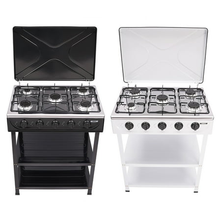 Dwellnix 5 Burner Gas Stove, Heavy-Duty Iron & Aluminum Construction, Freestanding Natural Gas Stove for Outdoor Cooking & Emergency Preparedness