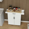 thumbnail image 6 of Kitchen Cart Versatile White Kitchen Island with Adjustable Storage towel rack & seasoning rack rubber wood table top-White, 6 of 14