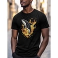 thumbnail image 3 of Killer Whale Men's T Shirts Fire T-Shirt for Men Cartoon Crew Neck Tees Cotton Tops, Black, S, 3 of 7