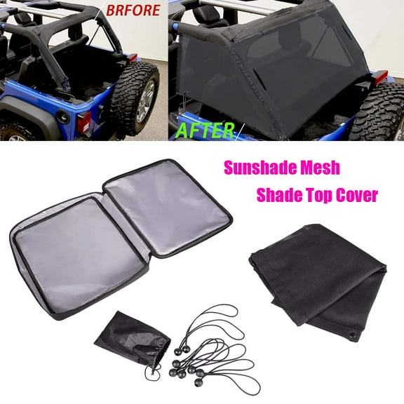 for 2007-2018 Jeep Wrangler JK JKU 4 Door Sunshade Mesh Shade Top Cover Anti-UV