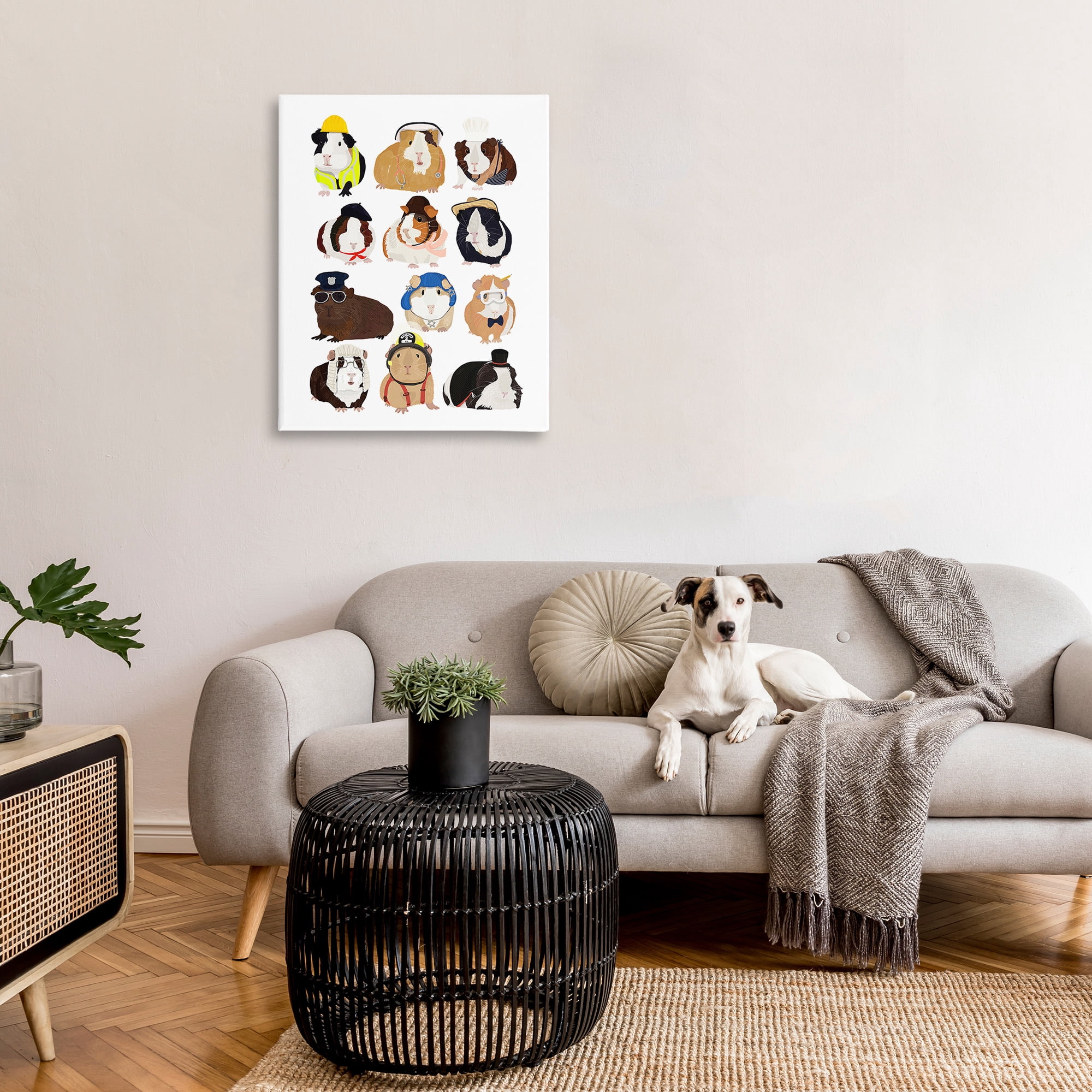 Stupell Industries Guinea Pigs Various Uniforms Animals & Insects Painting Gallery Wrapped Canvas Art Print Wall Art, 30 x 40