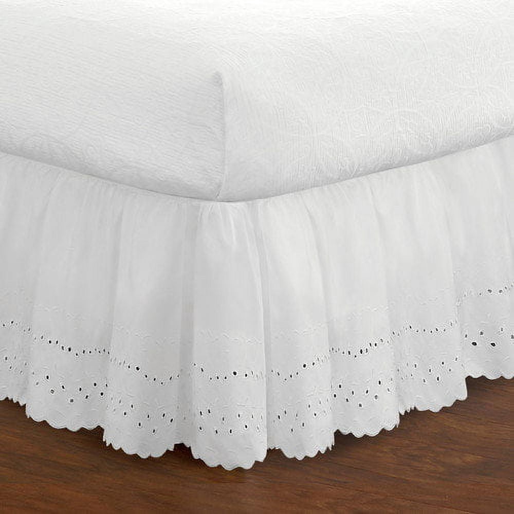 Fresh Ideas Ruffled Eyelet 18" Bed Skirt, Twin, Ivory