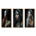 thumbnail image 2 of Designart "Sultry Secrets of a Vintage Boho Beauty" Boho Woman Framed Wall Art Set Of 3 - Blue Woman Boho Frame Canvas Set For Living Room Decor, 2 of 6