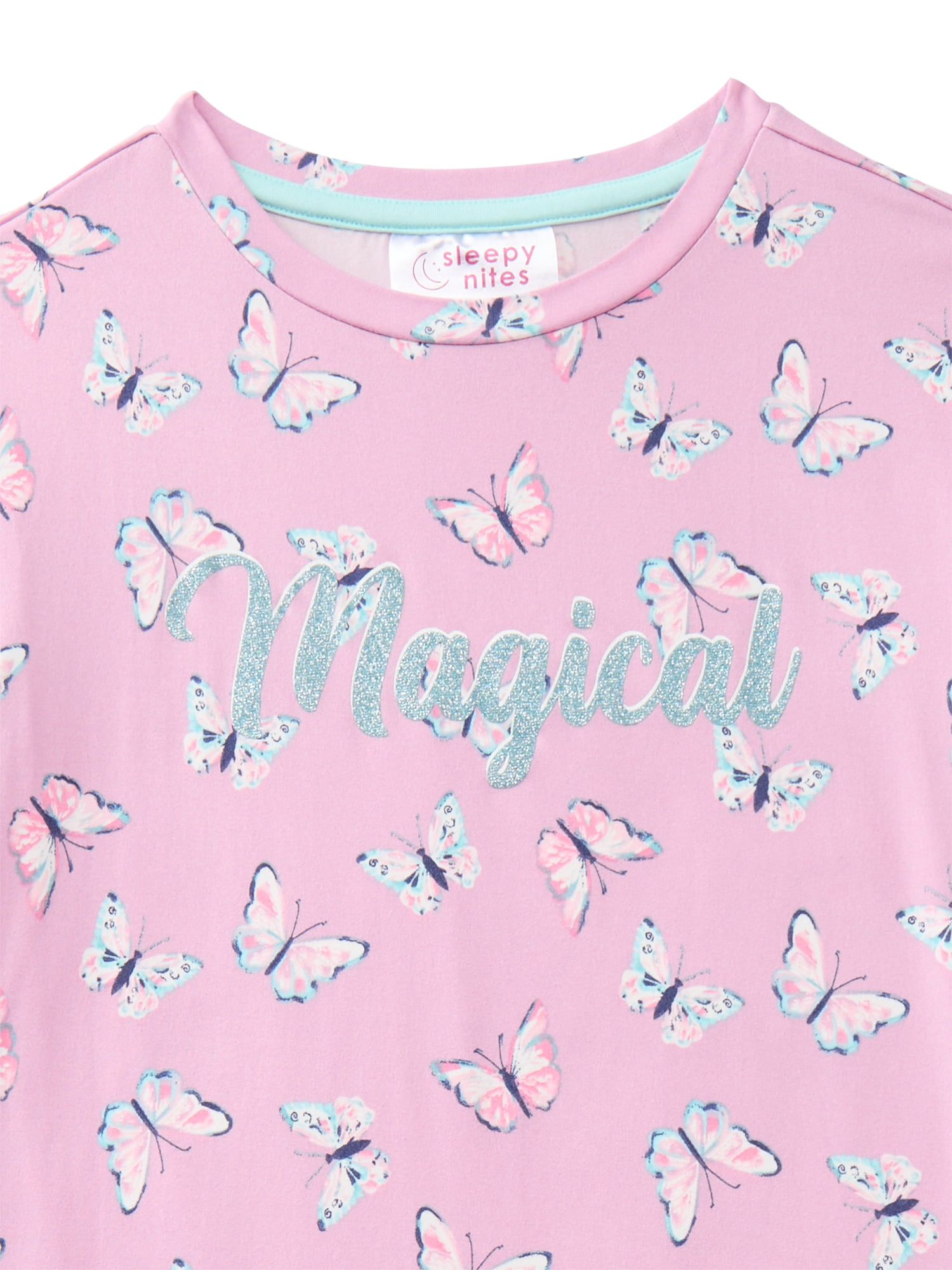 Sleepy Nites Girls' Print Jersey Nightshirt with Short Sleeves, Sizes XS-XL