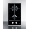 2-burner gas-on-glass cooktop with sealed burners and cast iron grates