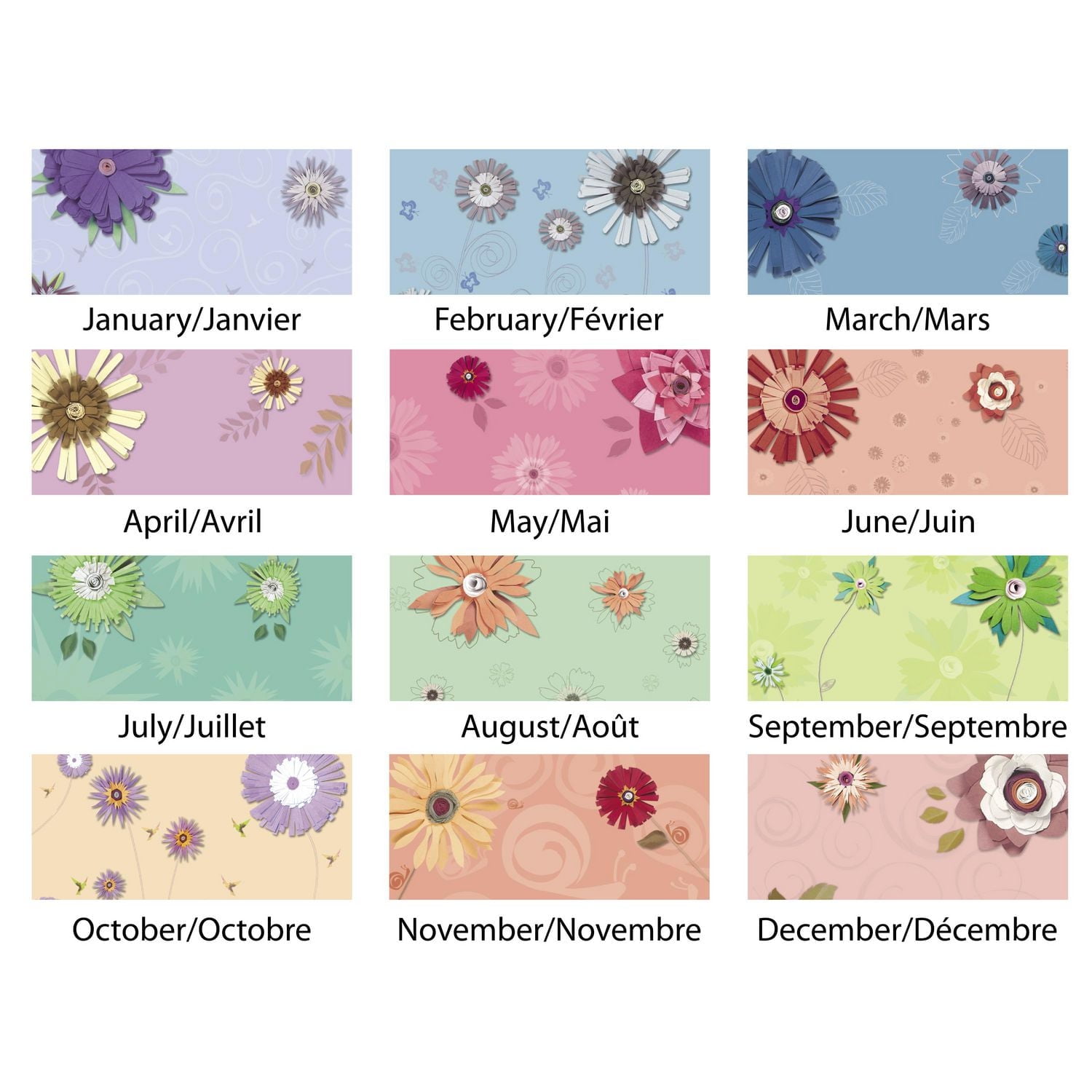 2026 Mead® Paper Flowers Monthly Desk Pad, Deskpad