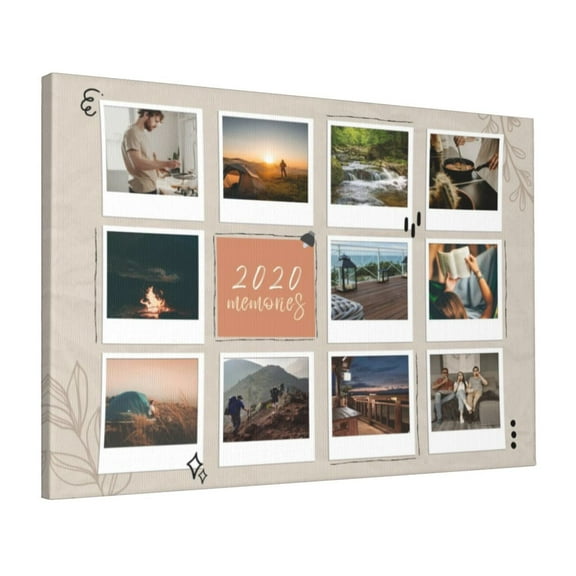 Custom Canvas Prints Minimalist Sweet 2020 Memories Personalized Photo Image Collage DIY Framed Kit Wall Art Picture Room Decor 16x20 inch