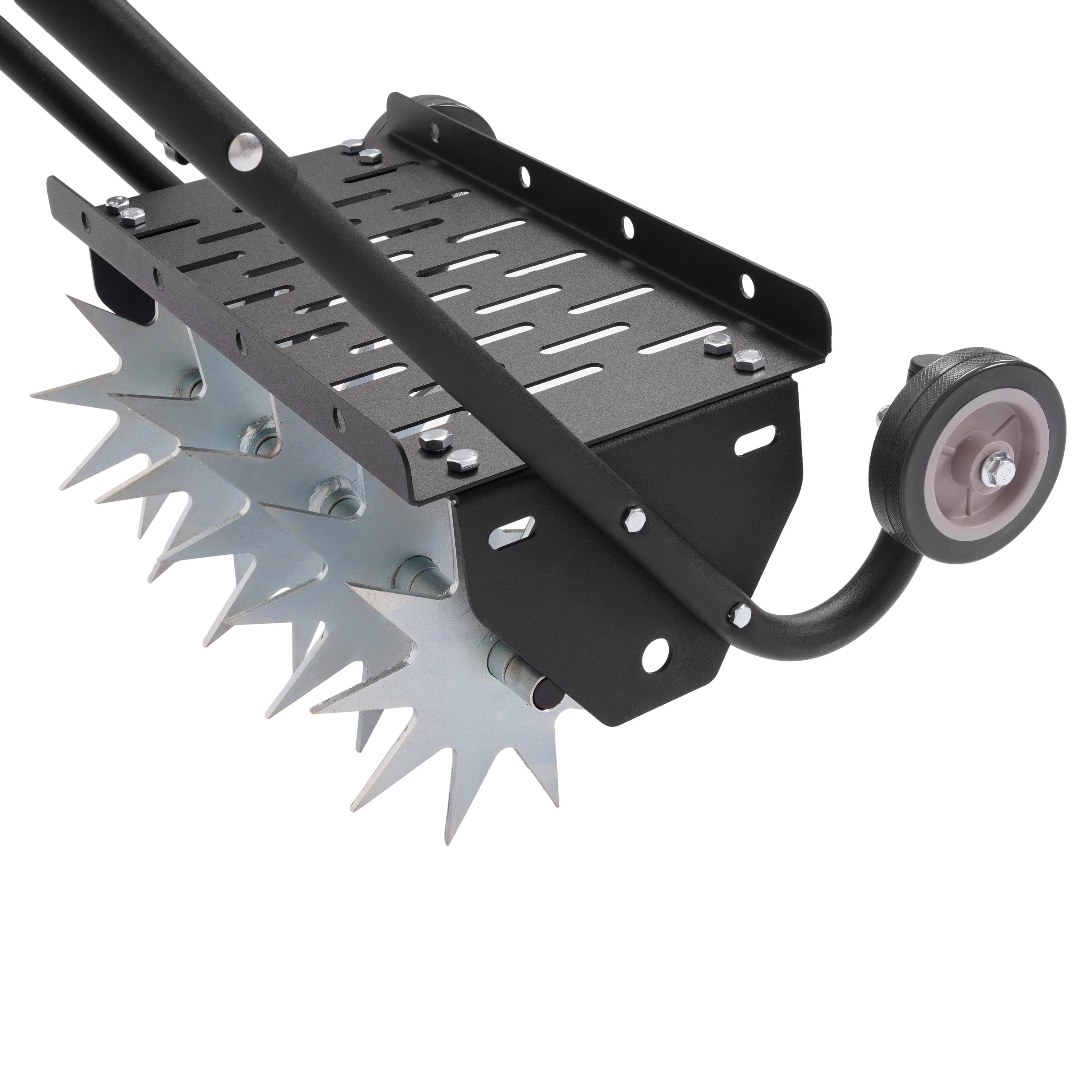 KOJEM 18-Inch Push Spike Aerator Heavy Duty Rolling Lawn Aerator Rotary Spike Lawn Aerator Manual Aeration Equipment with Steel Handle Suitable for Lawns Garden and Yard Grass Aeration