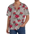 thumbnail image 3 of Xecao offers the Rose Flowers for Men's Casual Short-sleeved Shirt, a button-up collared shirt with a pocket, perfect for beach vacations and yacht travel in the X-Large size., 3 of 7