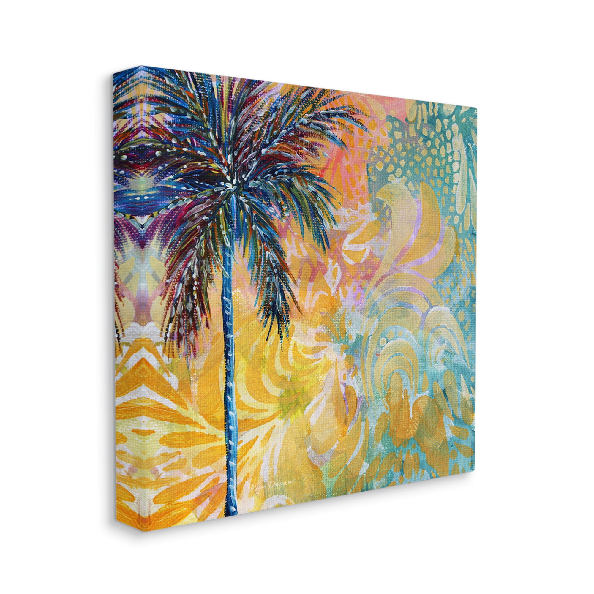 Stupell Industries Tropical Patterned Palm Abstract Painting Gallery Wrapped Canvas Print Wall Art, 36 x 36