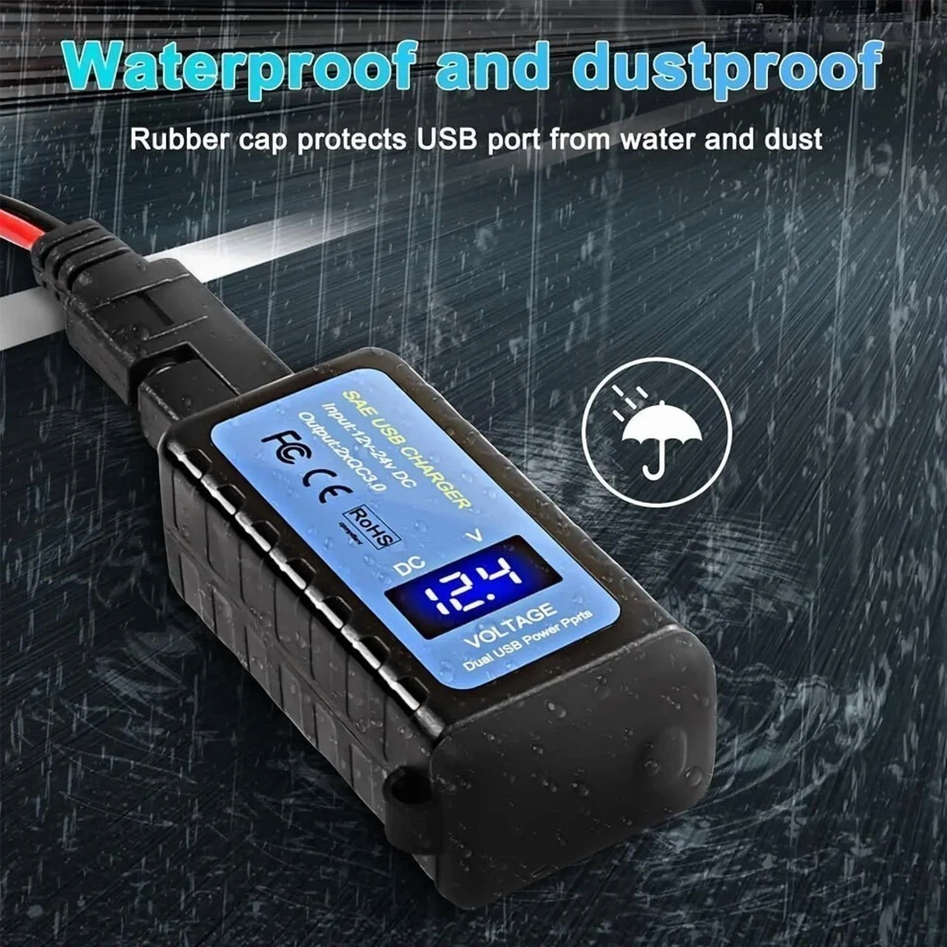Qc 3.0 Motorcycle Dual Usb Phone Gps Super Fast Charger Adapter Led Waterproof C