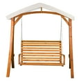 thumbnail image 2 of Leisure Season Wood Outdoor Swing Seater with Canopy in Medium Brown, 2 of 2