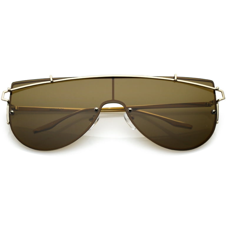 Unique Metallic Long Crossbar Shield Sunglasses Unique Metallic Long Crossbar Shield Sunglasses