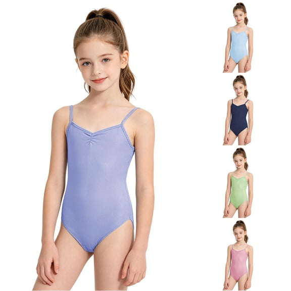 Bigetiay Girls Ballet Dance Romper Jumpsuit with Tutu Skirt Toddler Leotard for Performance Play, Size 5-6 Years
