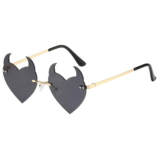 Gafas de sol sin montura Yuyangstore en forma de corazón para Mujer Gris