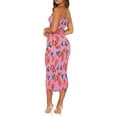 thumbnail image 4 of FOCUSNORM Robe Longue pour Femmes à Bretelles Spaghetti, Imprimé Floral, Plissée, Coupe Ajustée, Robe Moulante pour Fête et Cocktail, 4 of 5