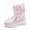 Pink, variant on Girls Mid Calf Boots Outdoor Cold Weather Footwear With Thick Insulation Maximum Comfort Silver 3.5-4 Years