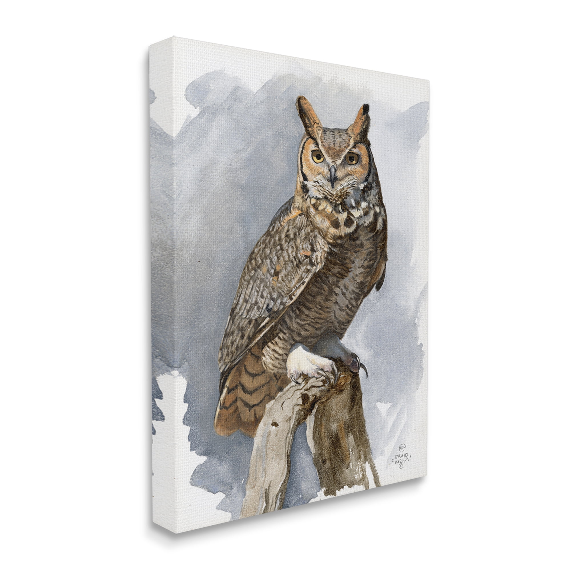 Stupell Industries Horned Owl Perched Animals & Insects Painting Gallery Wrapped Canvas Print Wall Art, 30 x 40
