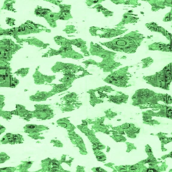 Ahgly Company Indoor Square Abstract Emerald Green Modern Area Rugs, 7' Square