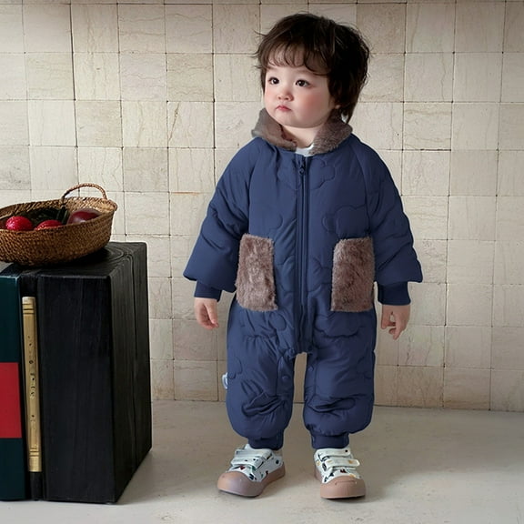 Snowsuit Baby Girl Hooded Jumpsuit Bera Ear Baby Romper Baby Outfits Warm Puffy Coat Jacket Preemie Clothes Boys 6-12 Months