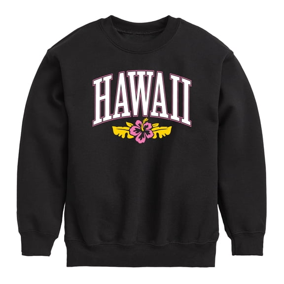 Instant Message - Hawaii Hibiscus - Youth Boys Crew Fleece Sweatshirt