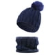 thumbnail image 4 of Minnieouse Gorro de invierno Gorros Gorro engrosado Bufanda Cuello de piezas Azul oscuro Type2 NO2, 4 of 6