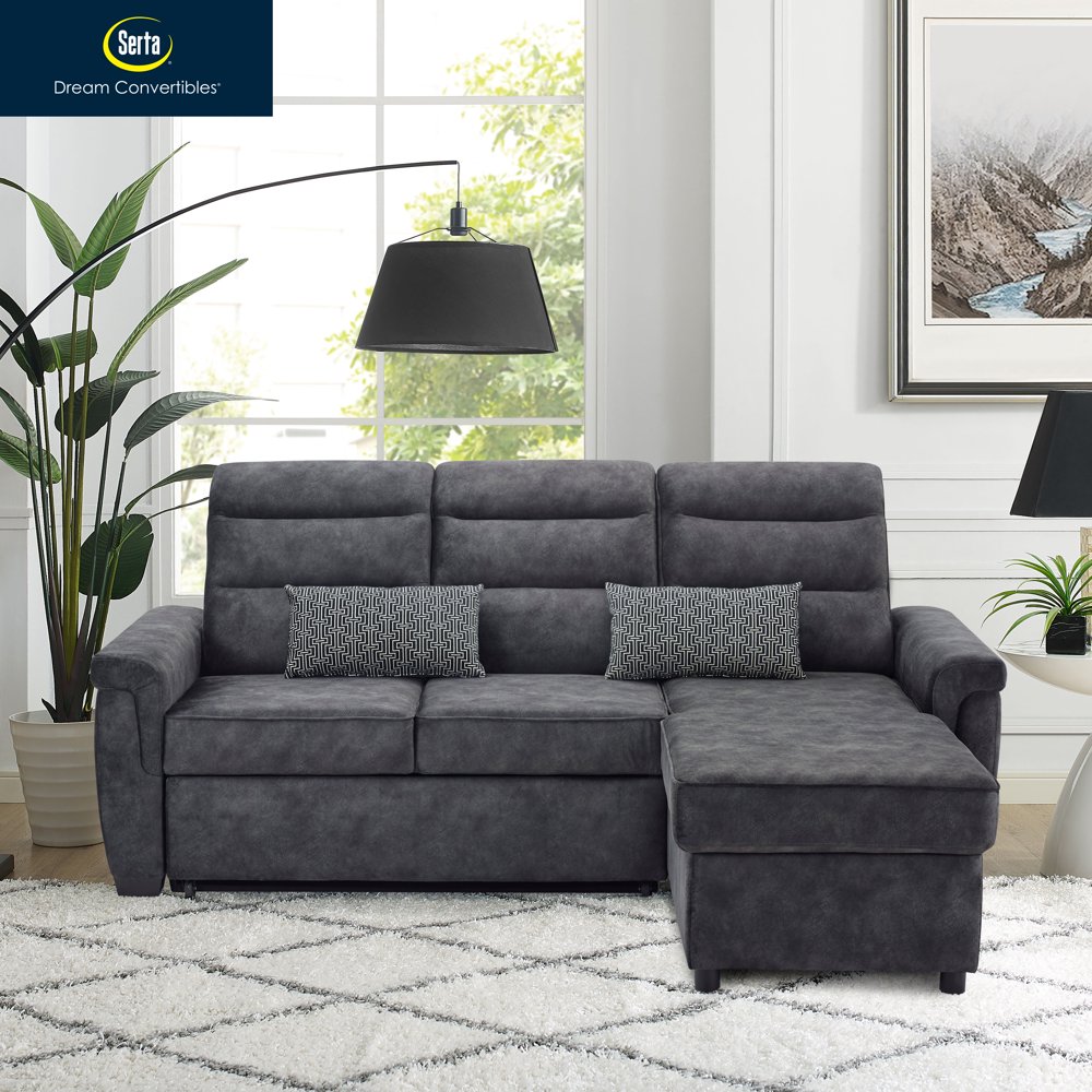 Serta Florence Multifunctional Sectional Sofa, Dark Grey