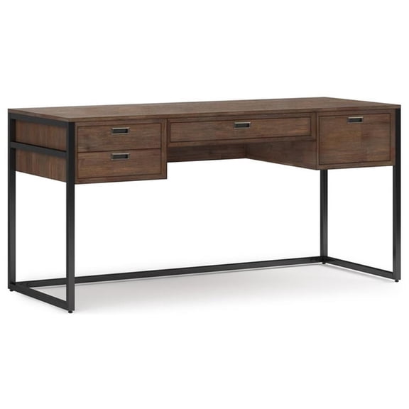 Allora 60"W Contemporary Solid Wood Desk in Rustic Natural Aged Brown