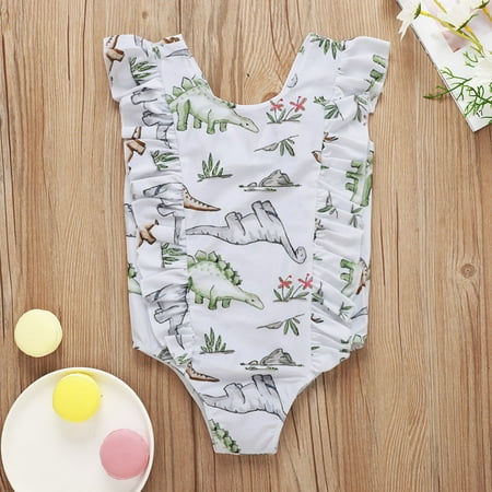 

EGNMCR Baby Swimsuit Toddler Baby Kids Girls Ruffles Dinosaur Print One-Piece Bathing Beach Swimwear Toddler Swimsuit - Baby Days