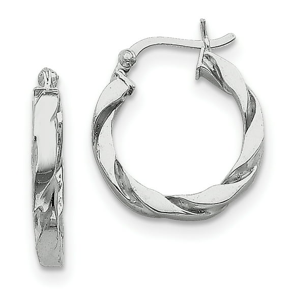 Primal Silver Sterling Silver Rhodium-plated Flattened Twist 20mm Hoop Earrings