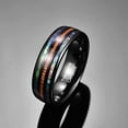 thumbnail image 4 of 8mm Black Mens Abalone Shell Tungsten Ring Hawaiian Koa Wood Inlay Wedding Bands Dome Style Comfort Fit Size 7-12, 4 of 5