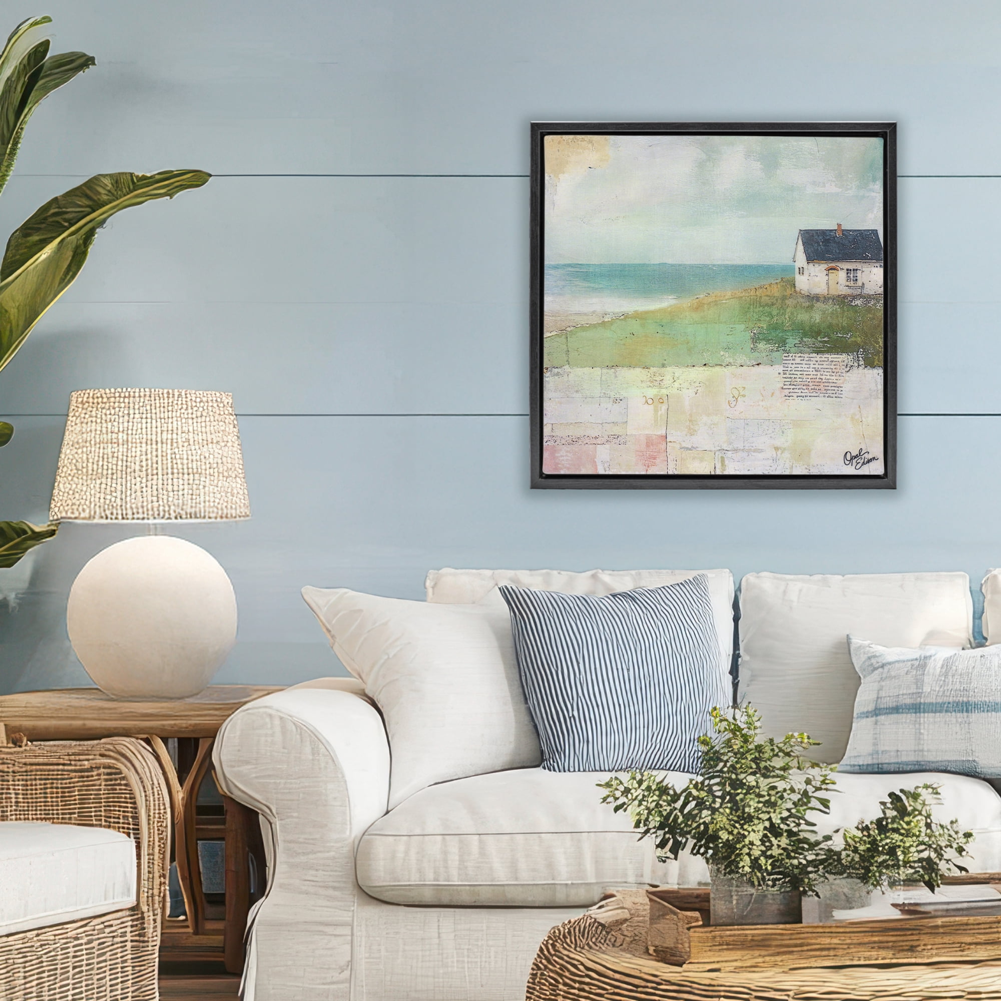 Stupell Industries Quiet Place By The Coast Black Framed Floater Canvas Wall Art, design by Opal Edison