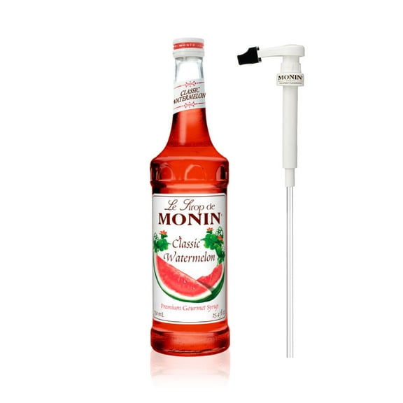 Monin Classic Watermelon Premium Gourmet Syrup, 750mL (25.4 fl oz) Bottle with Pump