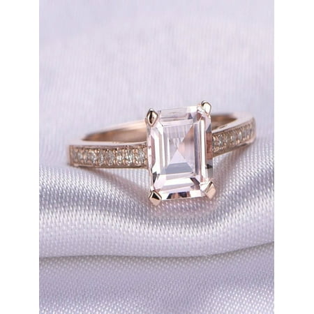 - Limited Time Sale Antique 1.25 carat Morganite and Diamond Engagement Ring in 10k Rose Gold for Women