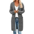 thumbnail image 2 of Babysbule Winter Jackets for Women Womens Long Sleeve Cable Knit Long Cardigan Open Front Button Sweater Outerwear, 2 of 7