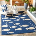 thumbnail image 2 of SAFAVIEH Courtyard Trena Fishes Indoor/Outdoor Area Rug, Navy/Beige, 5'3" x 7'7", 2 of 15