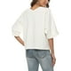 thumbnail image 3 of Camisas de lino para mujer, blusa con cuello en V y manga corta con botones en la parte delantera, versión suelta de Color puro, color blanco XXL, 3 of 5