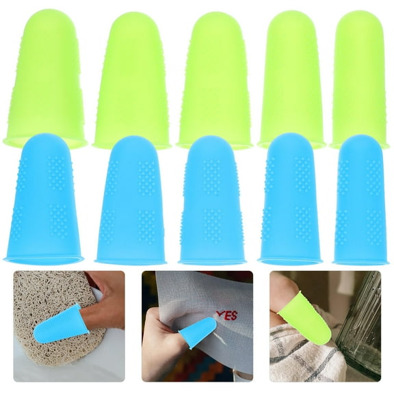 OATIPHO Finger Tip Protectors Protective Cover Silicone Green 10Pcs