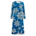 thumbnail image 5 of Annhoo Womens Christmas Dresses Long Sleeve Snowflake Printed Maxi Dress Fashion Round Neck Dresses with Pockets, 5 of 5