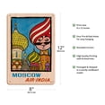 thumbnail image 2 of Moscow Russia - Air India - Saint Basil’s Cathedral - Air India’s Mascot Maharajah - Vintage Airline Travel Poster by Umesh Rao c.1946 - 8 x 12 inch Vintage Wood Art Sign, 2 of 4